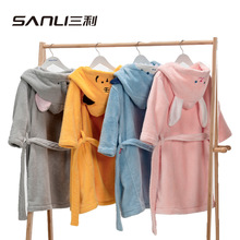 [预售]三利毛巾儿童浴袍卡通睡袍带帽浴袍珊瑚绒家居服男女睡衣