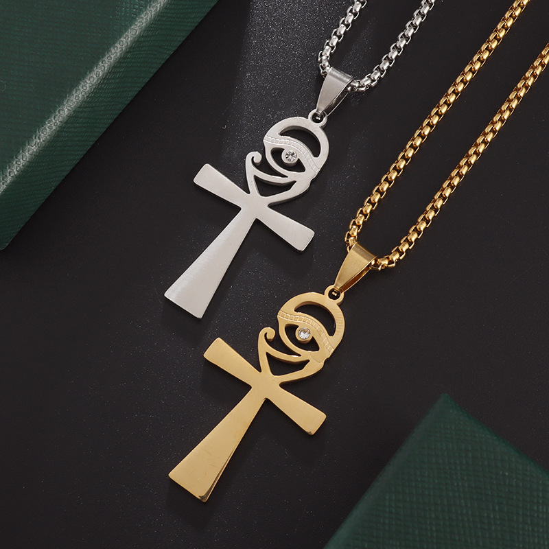 Talismano di gioielli religiosi da uomo con pendente Occhio di Horus in acciaio inossidabile_voghion.com