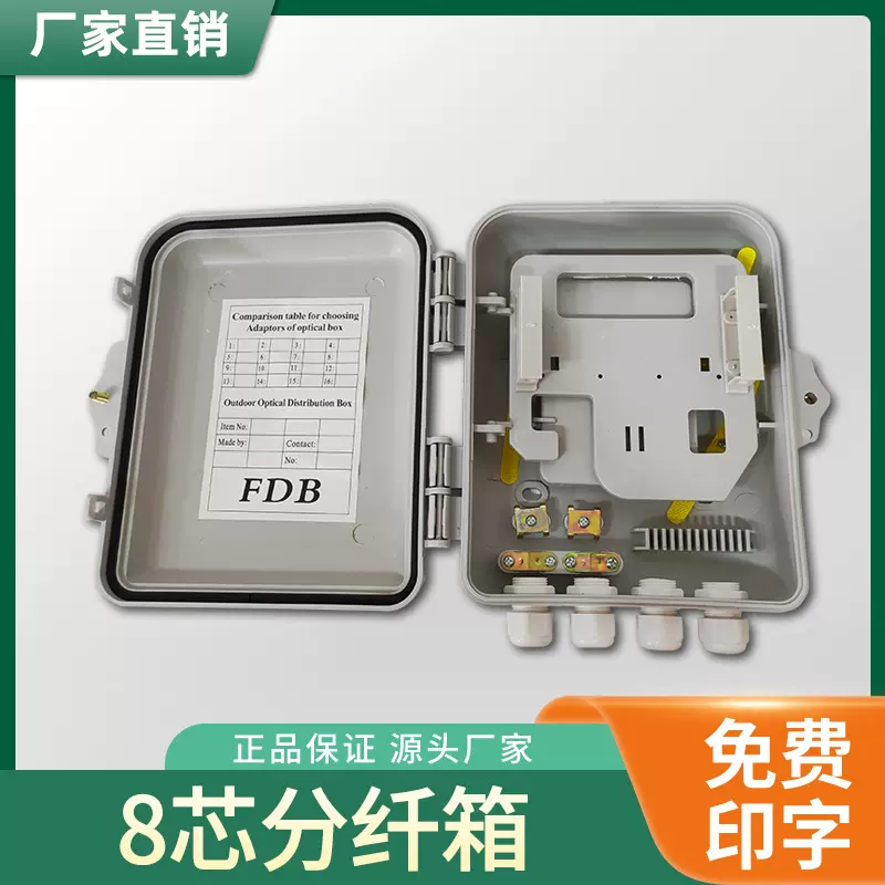 8芯分纤箱1分8分光箱12芯光分路器箱插片式FTTH壁挂抱杆插卡式