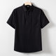 Dad's summer linen T-shirt men's clothing middle-aged and elderly loose lapel half sleeve middle-aged men's summer cotton and linen material short sleeve