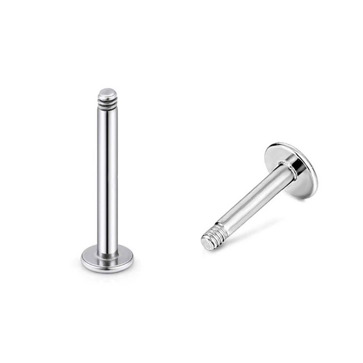 16G labret stud size and finish detail