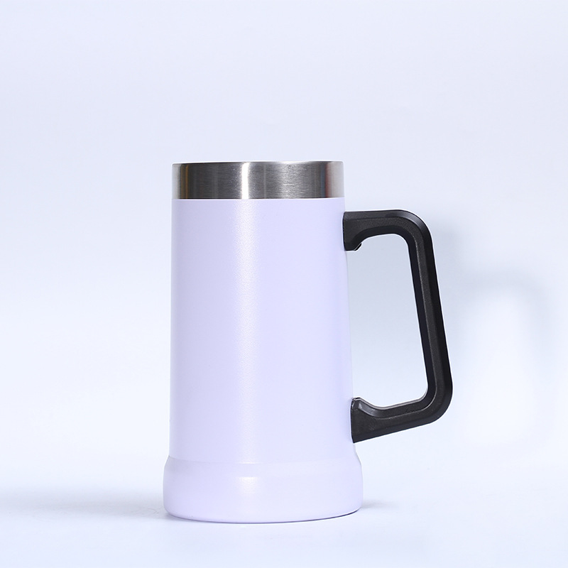 Transfronterizo 24oz taza de vacío de acero inoxidable taza de cerveza de vacío de doble capa con mango taza de coche portátil al aire libre
