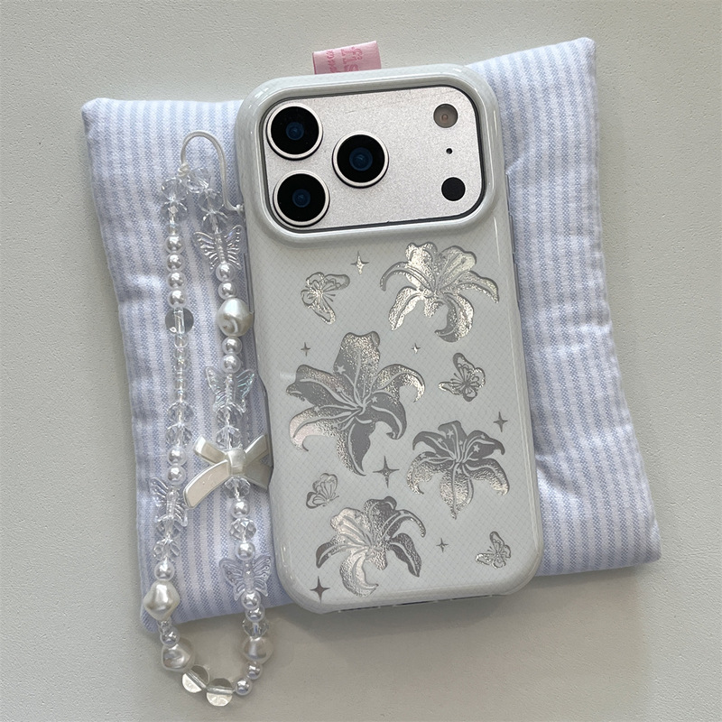 Simple Laser-Cut Lily and Butterfly Iphone14/13 Case Suitable for Apple 18/17/16/15Promax Mobile Phones Simple Laser-Cut Lily and Butterfly Iphone14/13 Case Suitable for Apple 18/17/16/15Promax Mobile Phones