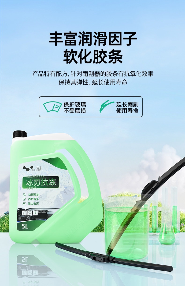 Leben Car Glass Cleaner Powerful Stain Remover and Oil Film Remover Wiper Fluid Car Use Insect Glue Ethanol Concentrate Winter Antifreeze