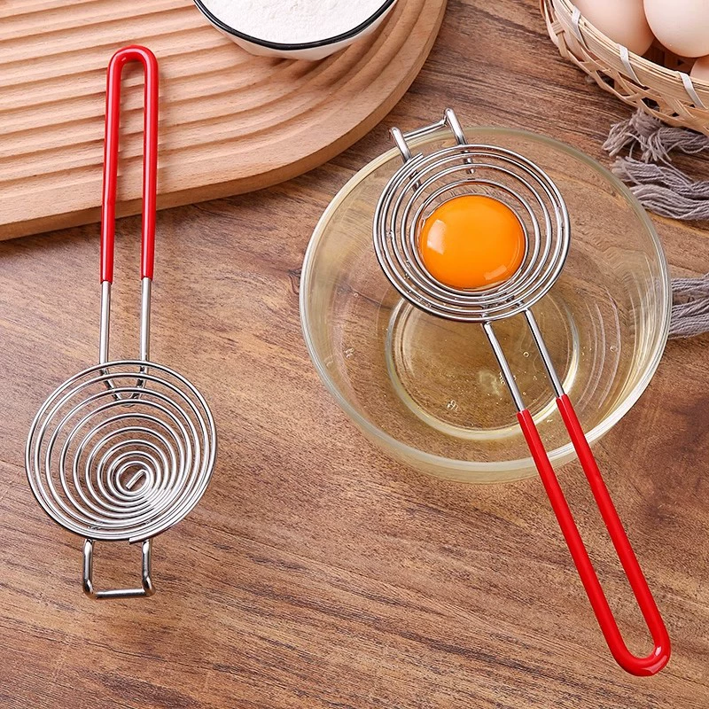 Оптовая продажа от производителя: сепаратор для яичного белка из нержавеющей стали 304 с удлиненной ручкой, креативный фильтр для белка и желтка яйца