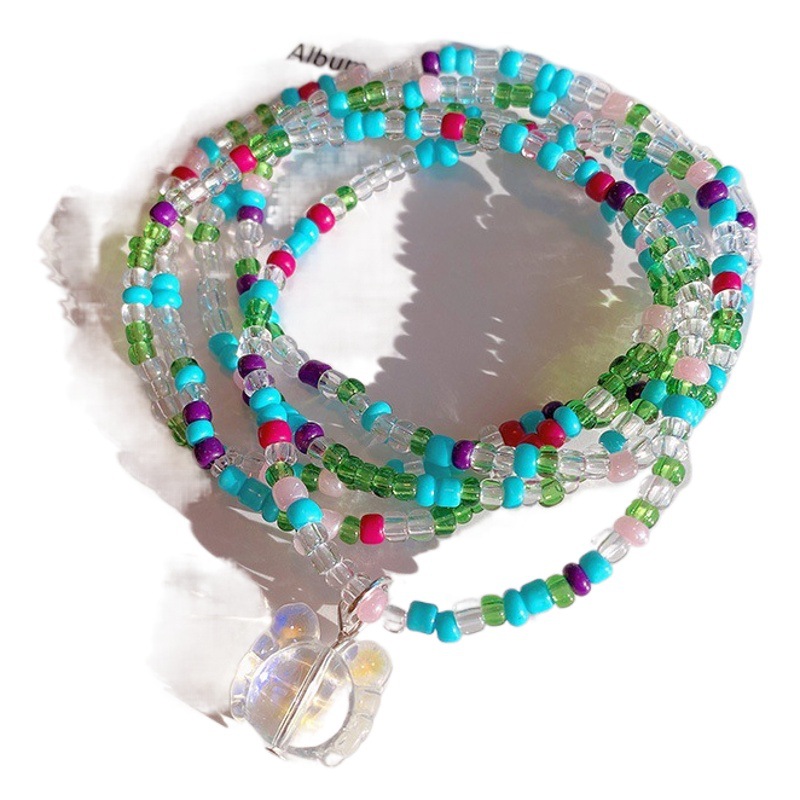 HD7252A03 mar sal menta estilo étnico pequeña pulsera de cuentas de arroz contraste color nicho moda chica pulsera apilada artículo