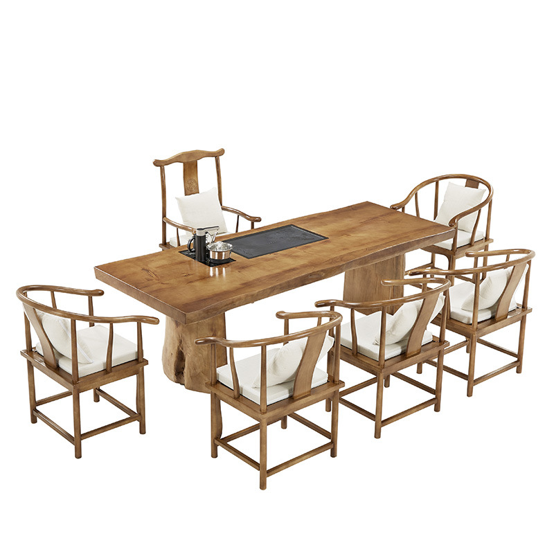 新中式实木茶桌椅组合简约会客茶台茶具套装一体办公室茶几泡茶桌