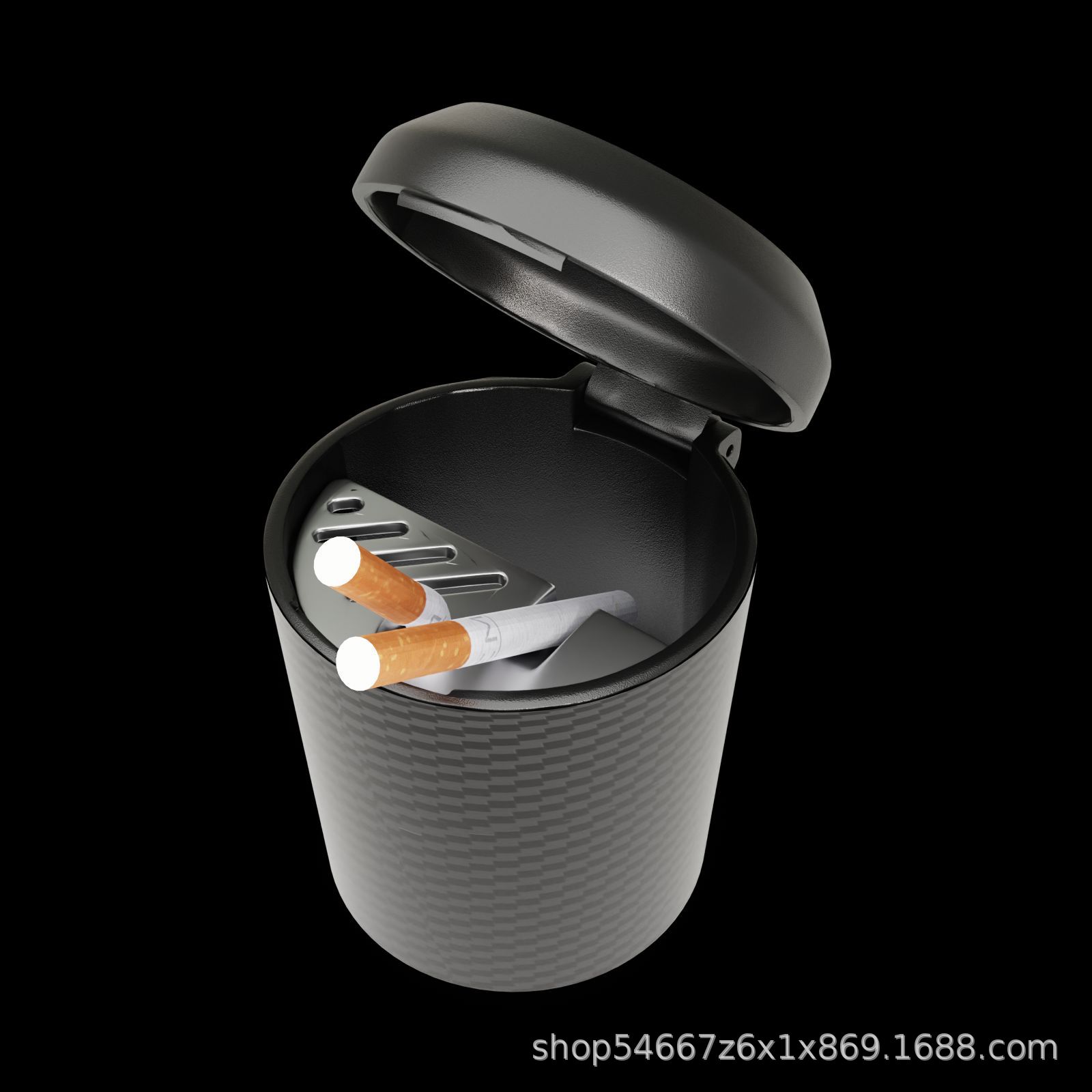 Creative car ashtray carbon fiber pattern men's car advanced multifunctional suspension with cover covered automotive supplies wholesale