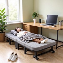 躺椅可折叠折叠床加厚加粗加固单人床行军床轮子办公室午休户外