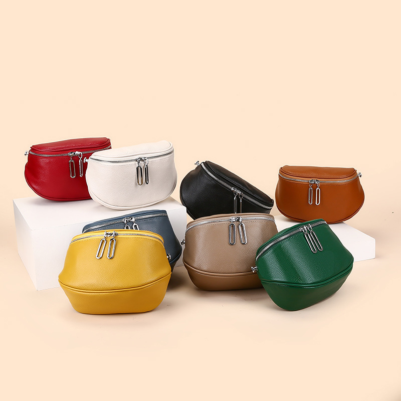 Genuine Leather Women's Saddle Bag Fashion Casual Chest Bag Simple Shoulder Crossbody Bag Versatile Niche Handbag - Thumbnail 4