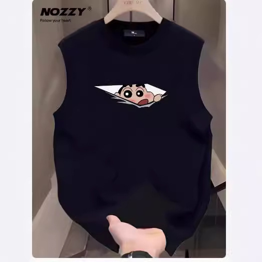 Waistcoat Men's Cotton Sports Training Fitness American Style Puffy Shuai Fried Street Summer Wear Loose Sleeveless T-shirt