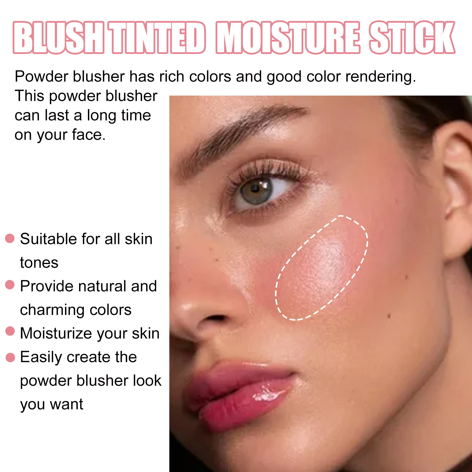 EELHOE Blush Stick, Brightening, Three-dimensional Contouring, Natural Nude Makeup, Waterproof, Lightweight, Multifunctional Blush Stick_voghion.com