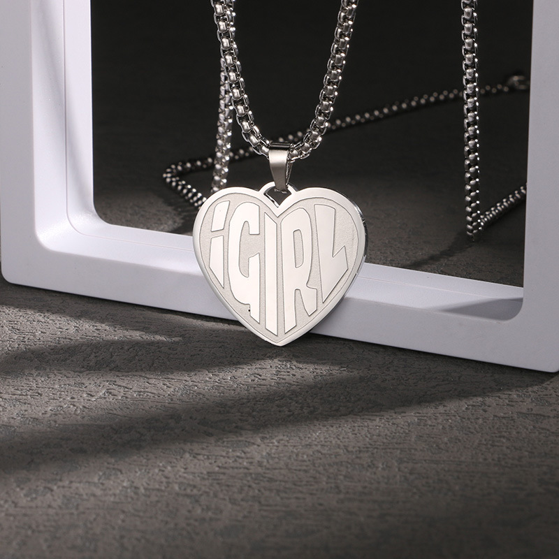 Einfache und coole Mädchenmode herzförmige Buchstabenohrringe Igirl Schlüsselbeinkette Hip-Hop Punk Style Halskette_voghion.com