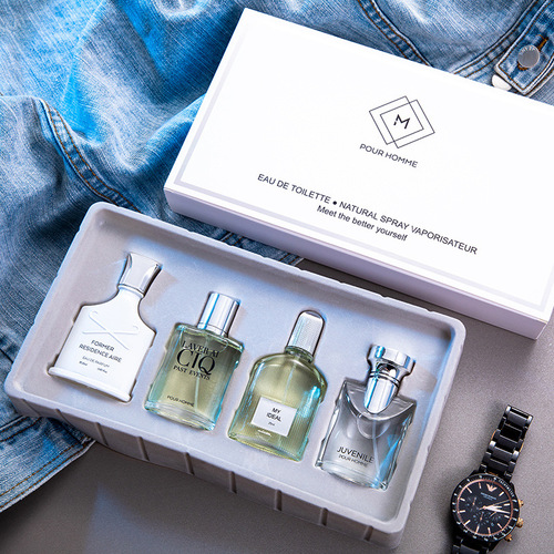 Flower Story Men's Perfume Set Silver Charm Mountain Spring Fresh Light Fragrance Internet Celebrity Perfume Four-piece Set