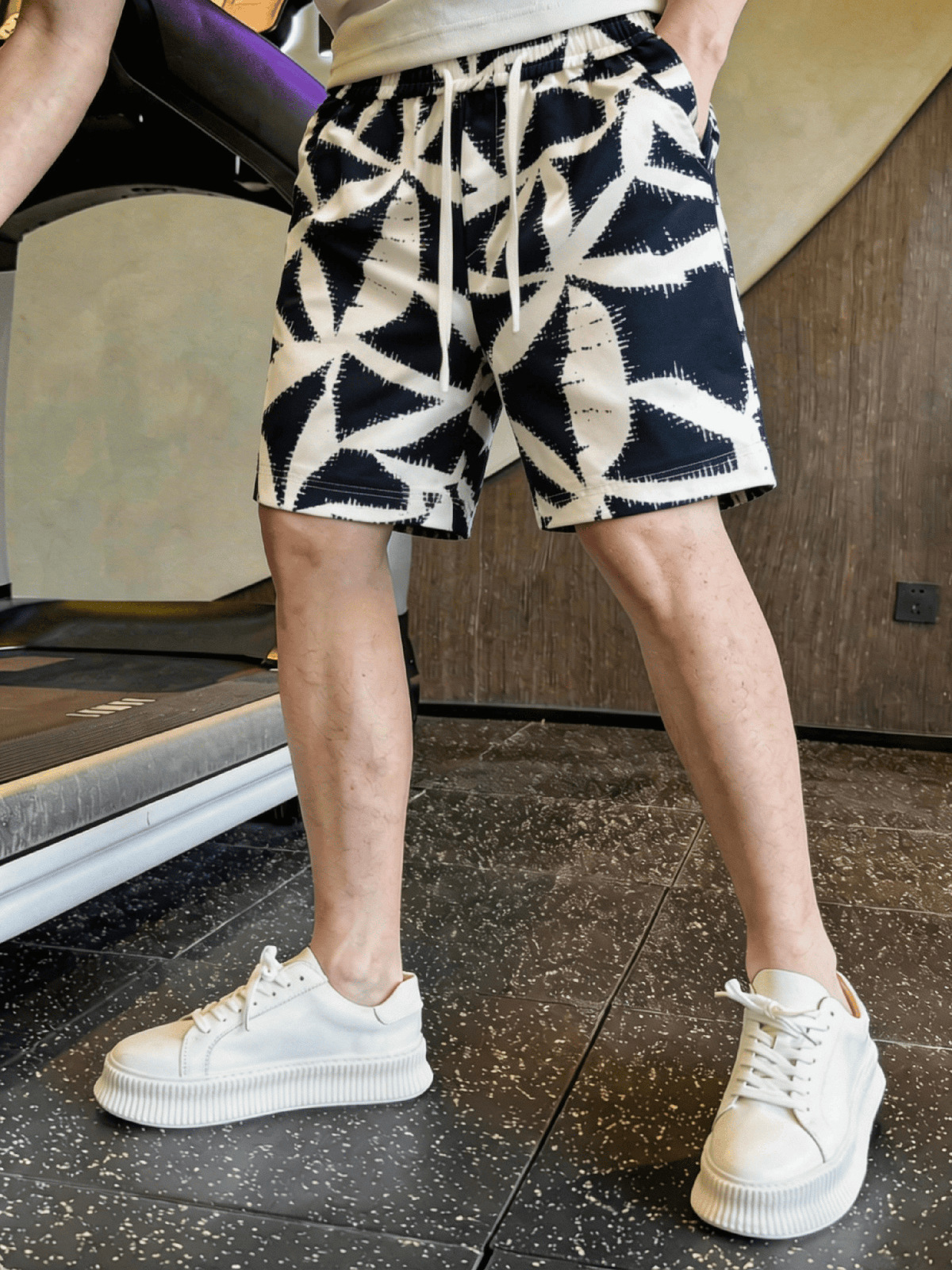American Casual Summer Print Shorts For Men - High Street Fashion Loose Fit Beach Shorts With Artistic Pattern_viptrois.com
