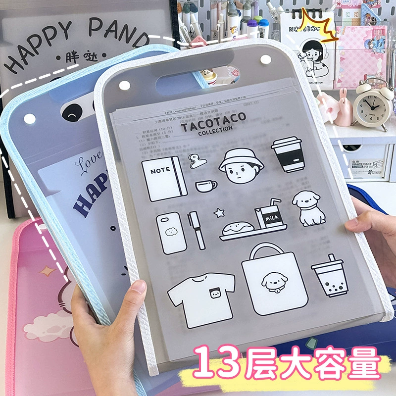 Handheld organ, cartoon multilayer card holder, capacious organizer bag, folder, classification