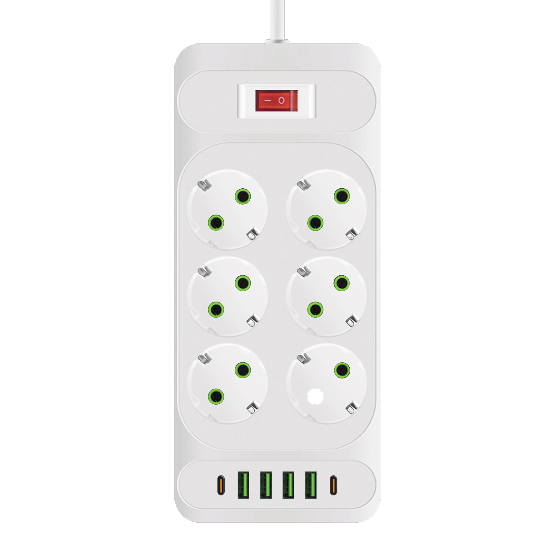 Comercio exterior enchufe estándar europeo con interruptor enchufe estándar europeo enchufe doméstico con enchufe USB 6 agujeros placa de cable de tracción exclusiva transfronteriza