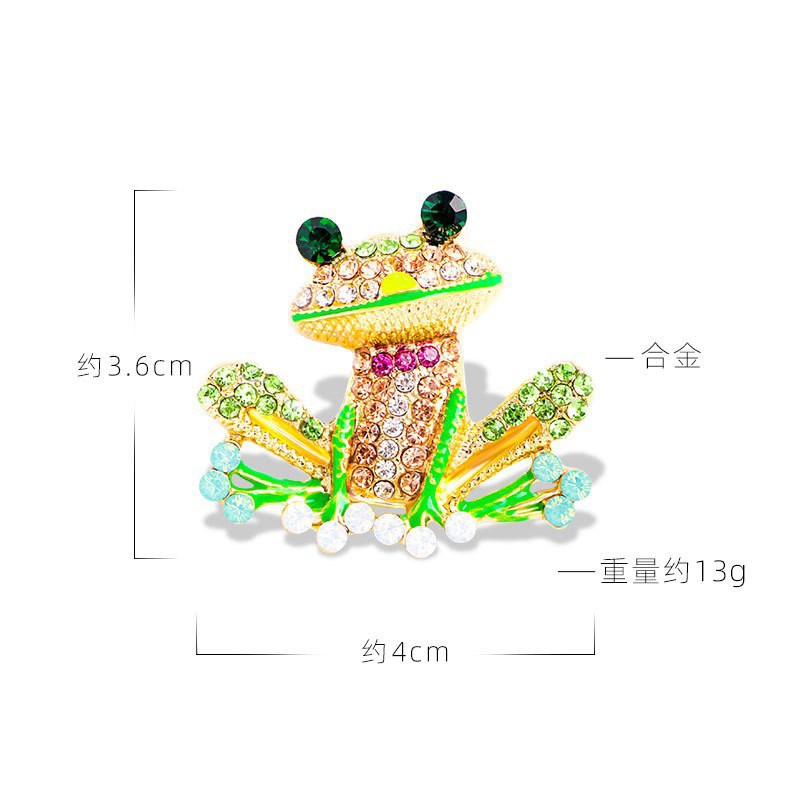 Fun Frog-Themed Brooches, Various Enamel and Diamond-Encrusted Pins, Quirky Niche Versatile Clothing and Bag Accessories Wholesale