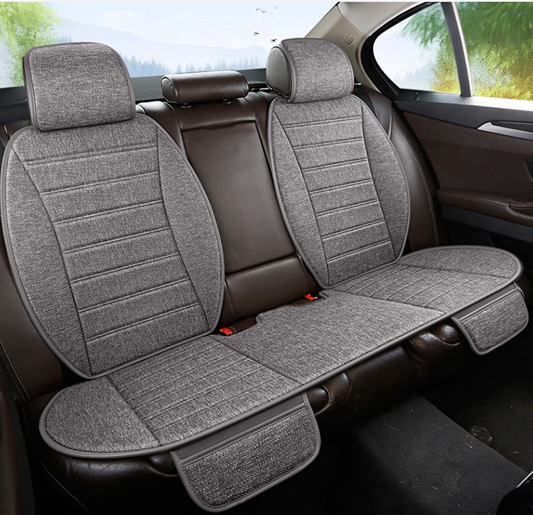 New Linen Large Lumbar Support Cushion, Breathable Fabric for All Seasons, Slim Waist Design, Five-Seater Car Seat Cover, Non-Slip Linen Seat Cushion