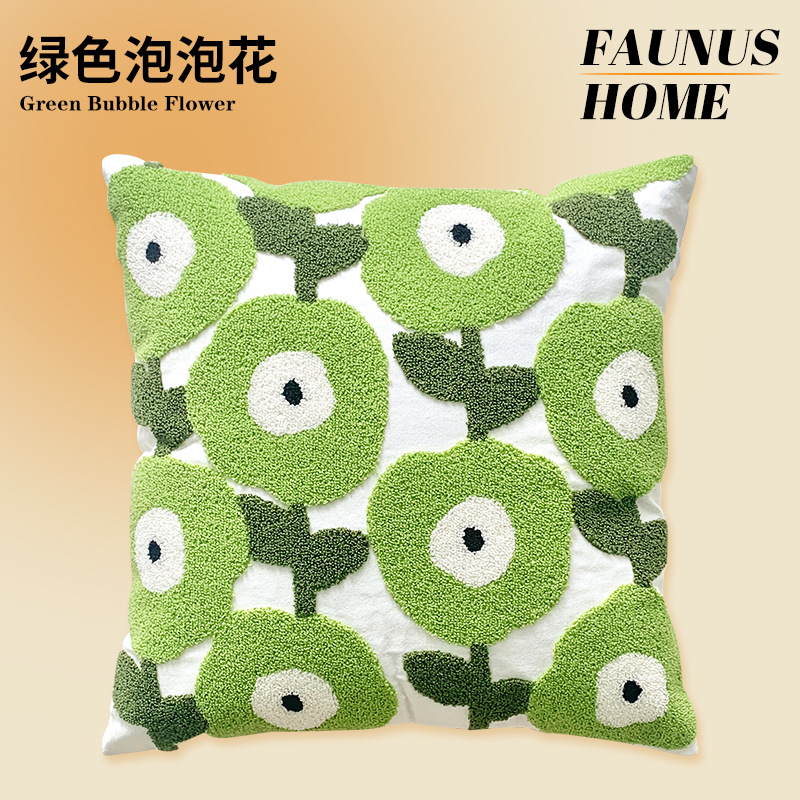 Flor de burbuja verde (bordado de toalla)