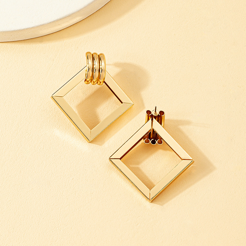 أزياء مربع سبائك تصفيح إسقاط أقراطpicture2