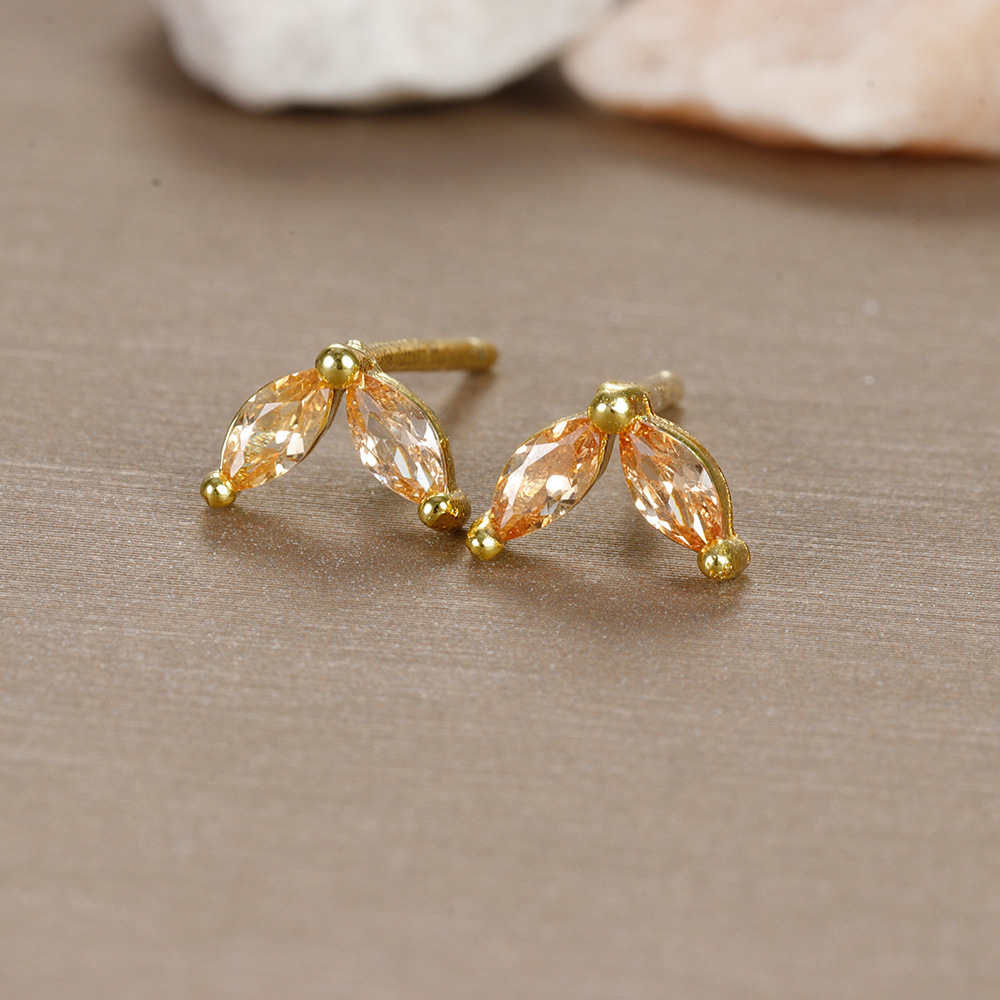 1 Pair Ig Style Geometric Plating Inlay Copper Zircon 18k Gold Plated Ear Studs display picture 8