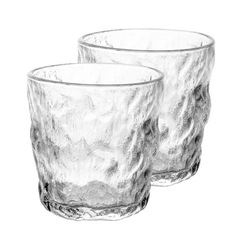 【2個入】和風ガラス氷河キルトカップ厚手家庭用グラスビールカップコーヒーカップ250ml