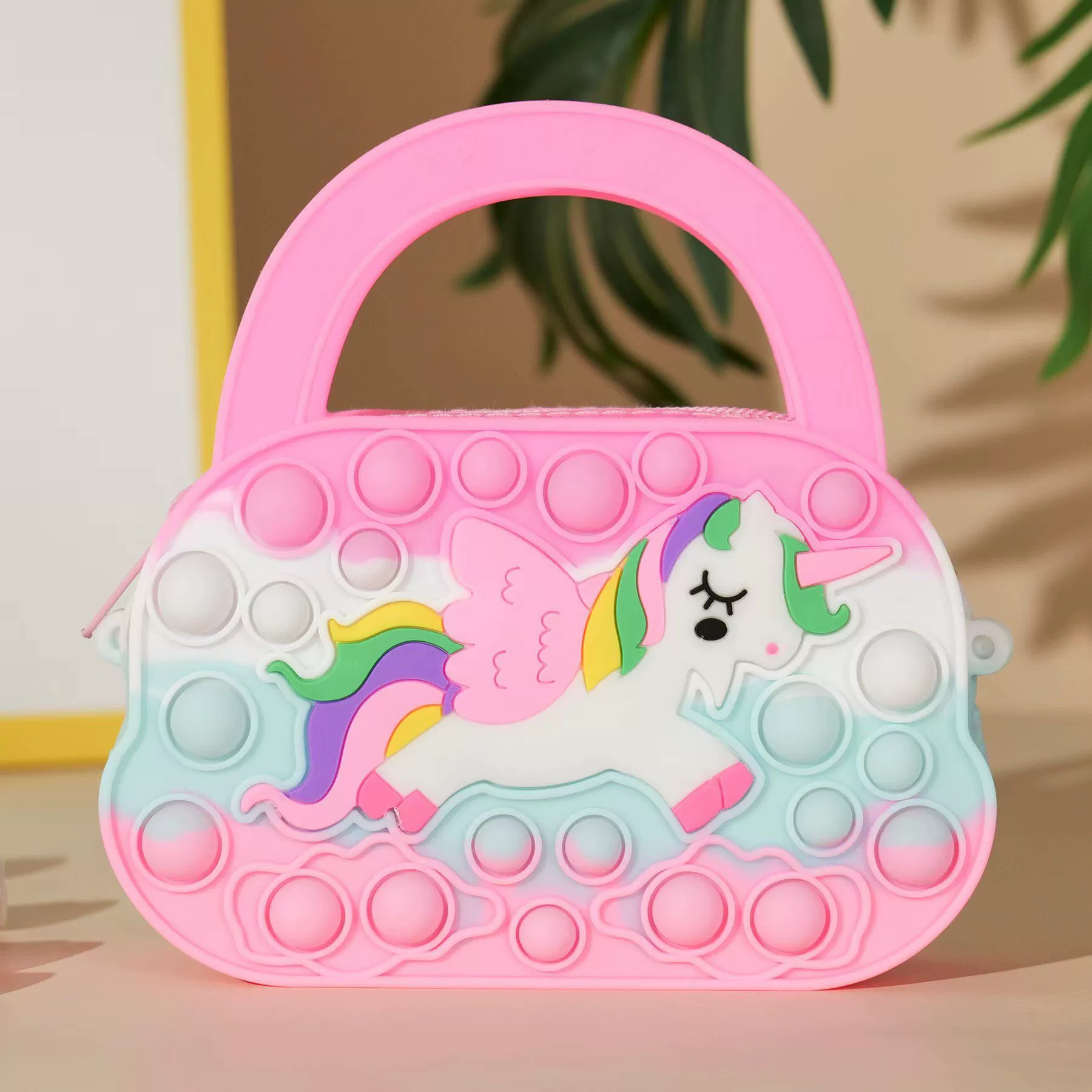 Handheld toy, silicone shoulder bag for princess, unicorn