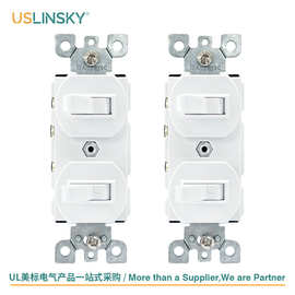 USLINSKY出口美国UL认证工厂美标15A双开单控装饰拨动开关SSK-5