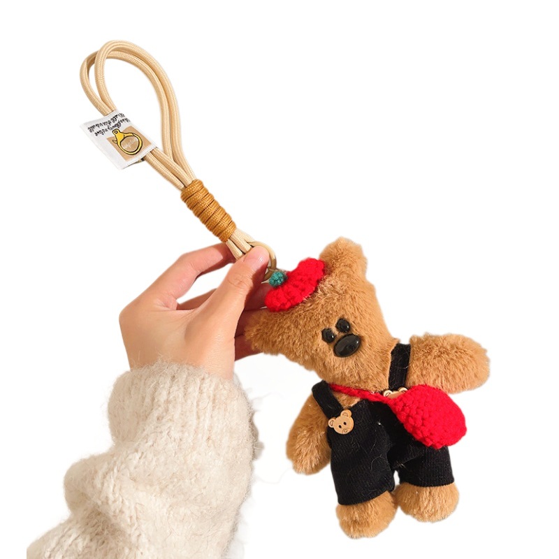 Peludo Bean Bear Keychain Colgante pareja de muñecas de amigos bolsos de teléfono móvil colgante colgante muñecas