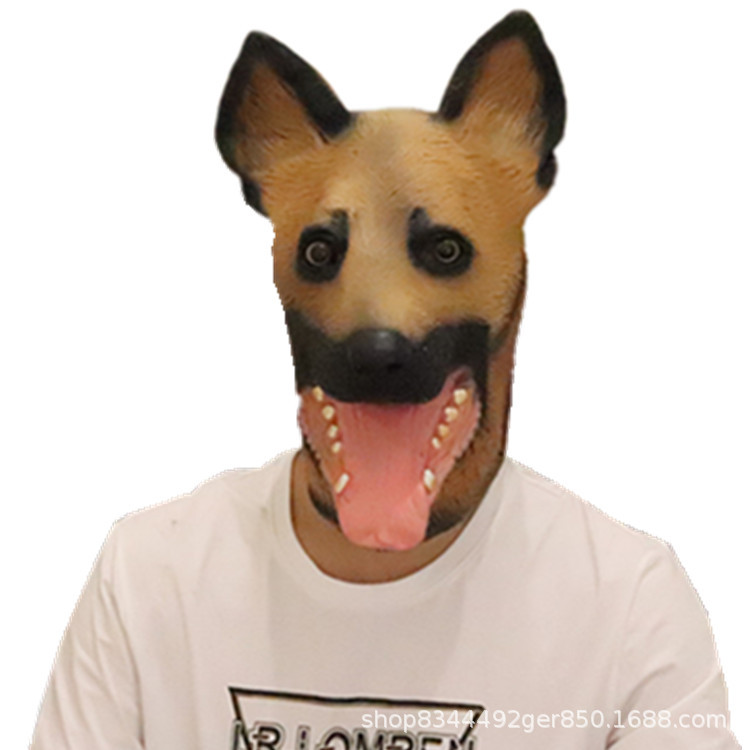 Perro policía asma perro Lobo cabeza cubierta Pastor Lobo Perro Animal máscara de látex Halloween lindo animal accesorios de rendimiento