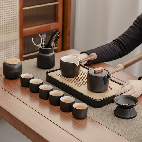 Camping Kung Fu Tea Set Ceramic Portable Teapot Lubao Travel Tea Set Outdoor Tea Drinking with Tea Tray