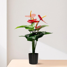 厂家直销高仿真植物红掌叶小盆栽室内创意小摆件假植物摆设盆景