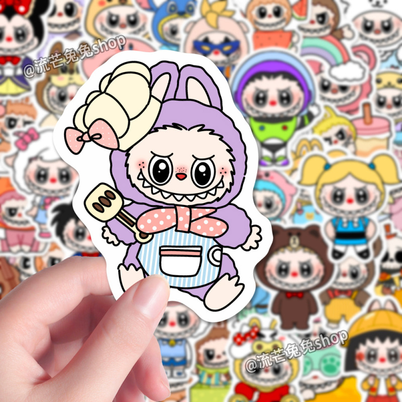 【オリジナル】ラブブステッカー170枚、パズルドレスアップステッカー、バブルマート周辺機器、携帯電話・パソコンステッカー|undefined