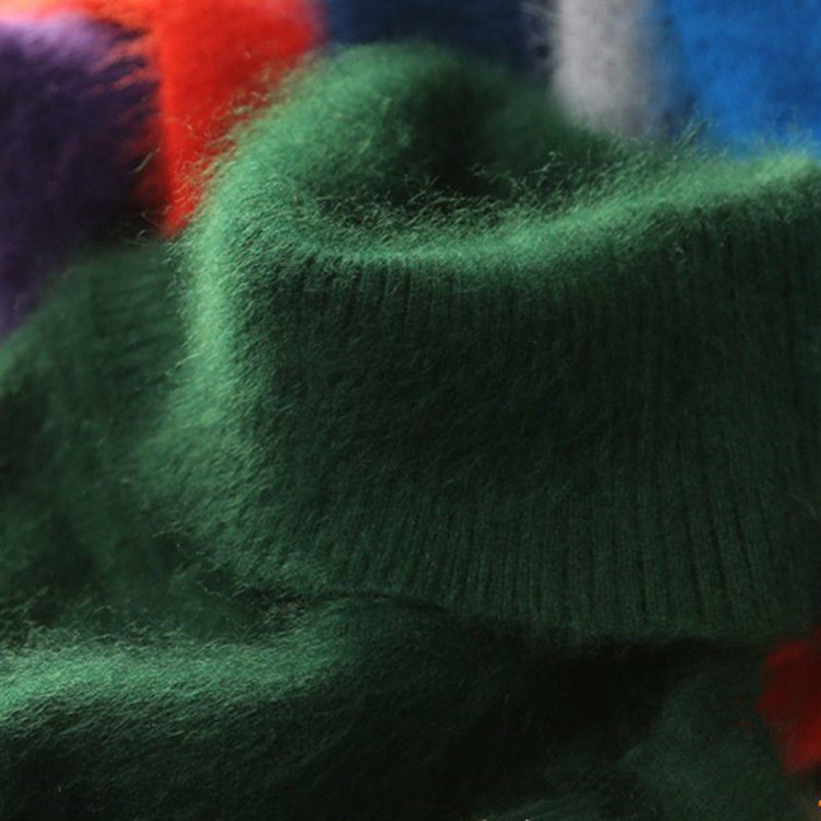Women's mink cashmere sweater, turtleneck wool pullover, solid color cashmere sweater, V-neck knit turtleneck base layer, thickened