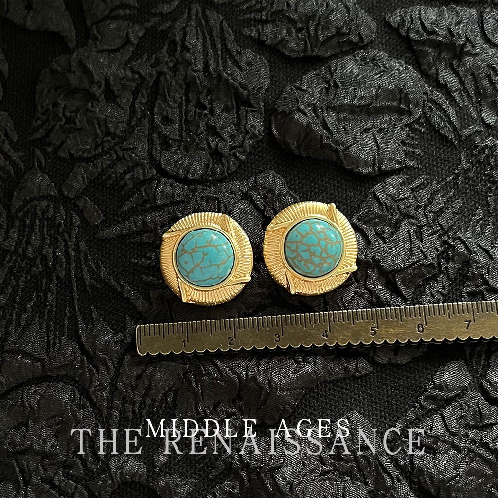 Vintage antique gold small round light medium vintage turquoise antique gold earrings