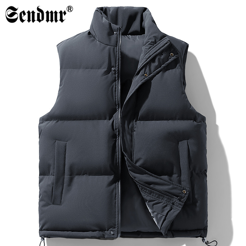 Down Cotton Vest Autumn and Winter Men's Large Size Stand Collar Sleeveless Waistcoat Warm Vest New Vest Jacket Cross-Border