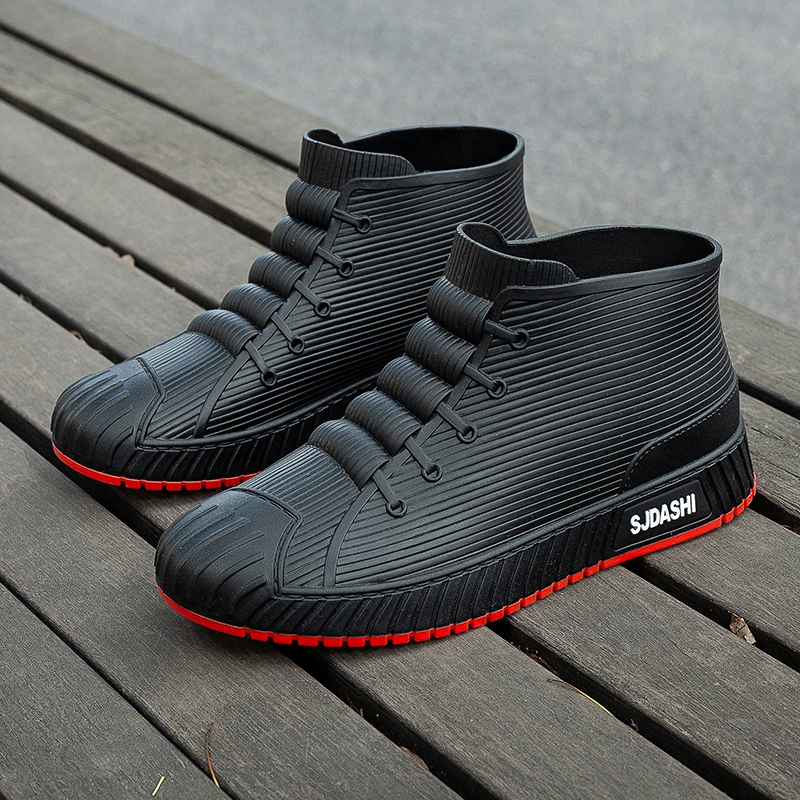 Новые резиновые сапоги, мужская непромокаемая обувь, уличная одежда, модная Студенческая короткая трубка, Нескользящие резиновые сапоги Four Seasons, резиновая обувь для взрослых, внешняя торговля