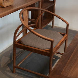 # New Chinese Style Solid Wood Round Chair Old Elm Official Hat Chair Backrest Chair Book Chair Tea Ceremony Tea Chair Antique Round Chair Taishi