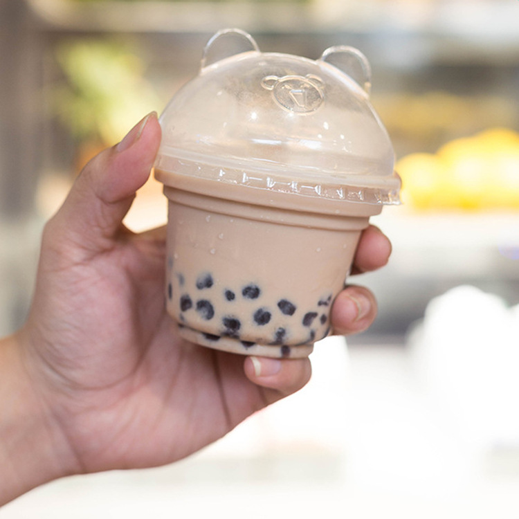 Mini taza de té con leche de 260 ml, material PP de grado alimenticio, sellable, calibre 95, ideal para bebidas frías o calientes