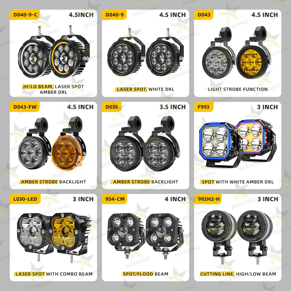 4.5寸超车喇叭爆闪电动摩托车外置射灯 大功率高亮led摩托车射灯