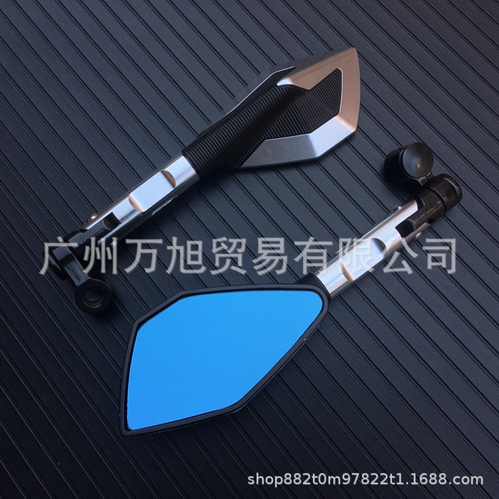 Suitable for Yamahays150Tmax530 Half Cnc Aluminum Alloy Short Pole Motorcycle Blue Glass Rearview Mirror Modification