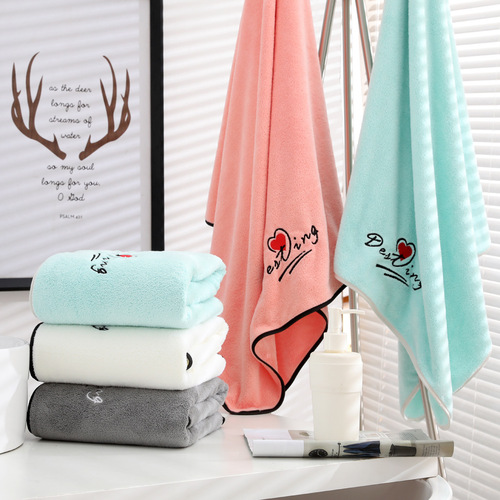 Microfiber towel bath towel baby printed thickened strong absorbent beach towel coral velvet towel bath towel wholesale