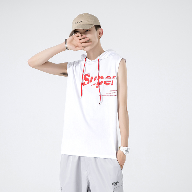 T-shirt senza maniche da uomo 2023 estate nuova canotta da uomo in puro cotone, felpa con cappuccio sportiva ad asciugatura rapida, tendenza_voghion.com