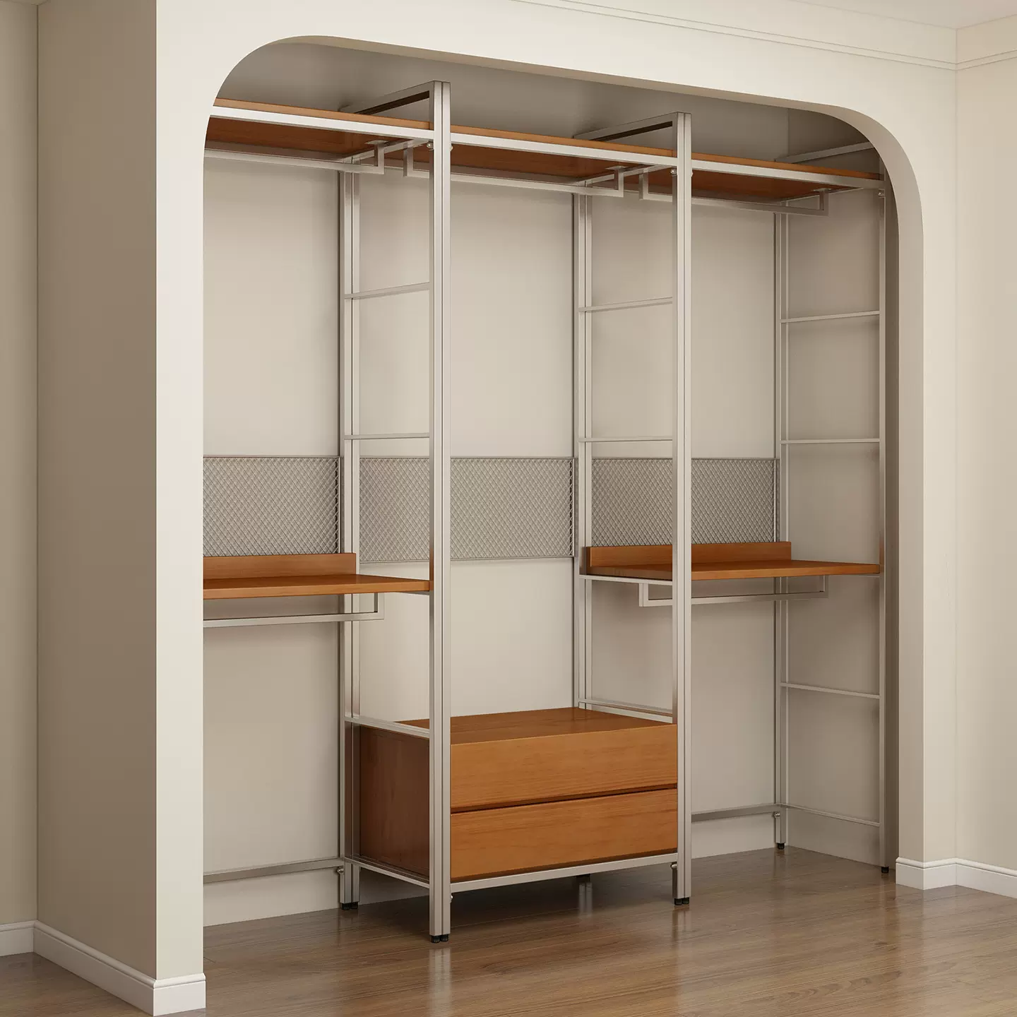 金属衣柜全实木2025新款爆款卧室家用铁艺钢架结构转角衣帽间