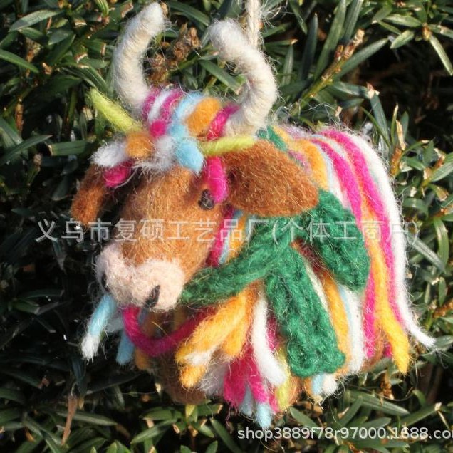 Handmade felt highland Cow Christmas decoration
