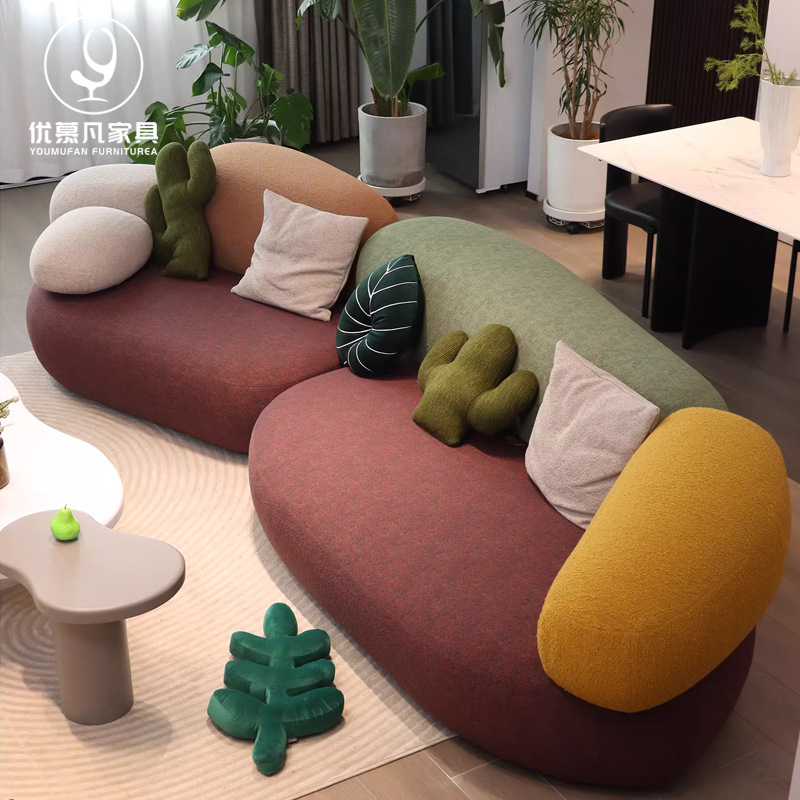 Italian Minimalist Style Living Room Large Fabric Sofa Arc-Shaped Sofa Designer U-Shaped Combination Sofa