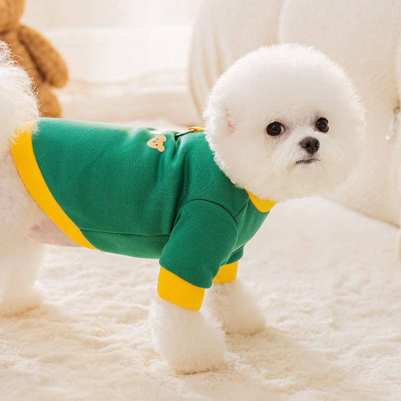 Suéter de tracción simple ropa de perro de dibujos animados perro pequeño oso de peluche ropa de dos patas ropa de gato suministros para mascotas