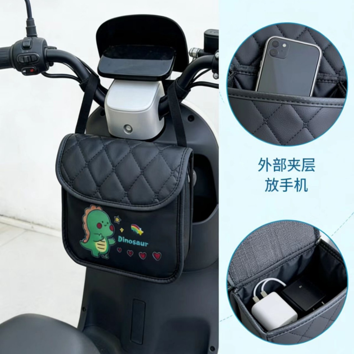 Bolsa de almacenamiento colgante delantera del vehículo de batería para almacenar artefactos de la bicicleta eléctrica nueva bolsa de almacenamiento impermeable a prueba de agua, protección solar y resistencia al desgaste