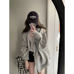 外贸连帽卫衣女2025秋季新款拉链开衫外套韩系宽松学生运动上衣